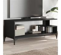 vidaXL Meuble TV noir bois d'ingénierie et acier enduit de poudre 842411 Noir G
