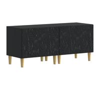vidaXL Meuble TV Noir Bois d'ingénierie, Meuble TV Moderne, Bois résistant à l'humidité, Grand Rangement, Profil Fin, Design Pratique pour Le Salon