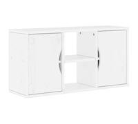 vidaXL Meuble TV ODDA blanc 79x24x40,5 cm bois massif pin, support TV, buffet TV, meuble multimédia, banc TV, meuble hifi, 4103604 Blanc