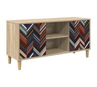vidaXL Meuble TV OMMEN 102 x 33 x 50 cm Sonoma Bois d'ingénierie, Meuble TV rectangulaire Moderne, Rangement spacieux, Console élégante, Organisation intérieure, Entretien Facile
