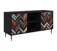 vidaXL Meuble TV OMMEN 102 x 33 x 51 cm Chêne Noir Bois d'ingénierie, Meuble TV rectangulaire Moderne, Rangement spacieux, unité média stylée, lowboard Pratique pour intérieur