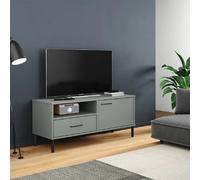 Meuble TV avec pieds en métal Gris Bois de pin massif OSLO Gris G