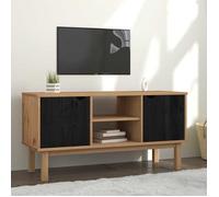 vidaXL Meuble TV OTTA 113,5 x 43 x 57 cm Noir Bois de pin Massif, Meuble TV en pin, Style scandinave, Rangement rectangulaire, étagère étanche pour déco à la Maison