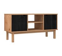 vidaXL Meuble TV OTTA 113,5 x 43 x 57 cm Noir Bois de pin Massif, Meuble TV en pin, Style scandinave, Rangement rectangulaire, étagère étanche pour déco à la Maison