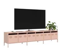 vidaXL Meuble TV rose 202x39x43,5 cm acier laminé à froid, banc TV, meuble métallique, meuble multimédia, buffet TV, meuble 3307150
