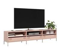 vidaXL Meuble TV rose 202x39x43,5 cm acier laminé à froid, support TV, buffet TV, armoire hifi, banc TV, armoire en métal, 851347 Rose G