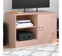 vidaXL Meuble TV rose 67x39x44 cm acier, banc TV, meuble télé, meuble multimédia, buffet TV, meuble hifi, centre de 841693 Rose G