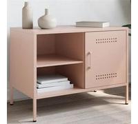vidaXL Meuble TV rose 68x39x50,5 cm acier, support TV, buffet TV, meuble multimédia, banc TV, armoire hifi 842996 Rose G