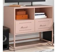 Meuble TV rose 68x39x60,5 cm acier, support TV, buffet TV, armoire hifi, banc TV, armoire en métal, meuble 846549