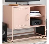 vidaXL Meuble TV rose 68x39x60,5 cm acier, support TV, buffet TV, meuble multimédia, banc TV, armoire hifi, centre de 846519