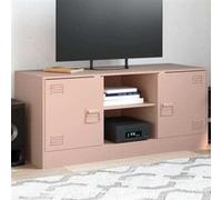 vidaXL Meuble TV - Banc TV rose 99x39x44 cm acier