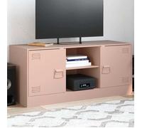 vidaXL Meuble TV Rose 99x39x44 cm Acier, Banc TV, Meuble télé, Meuble multimédia, Buffet TV, Meuble HiFi, Centre de Divertissement, Console TV