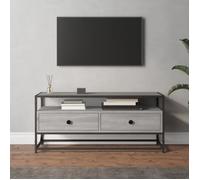 vidaXL Meuble TV Armoire de télévision 2 tiroirs industriel Sonoma gris 100x35x45 cm