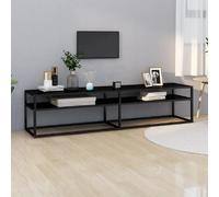 vidaXL Meuble TV Armoire Basse Centre de Divertissement Meuble Stéréo Salon Salle de Séjour Maison Intérieur Noir 180x40x40,5 cm Verre Trempé