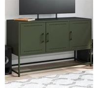 vidaXL Meuble TV vert olive 100,5x39x60,5 cm acier, support TV, buffet TV, meuble multimédia, banc TV, armoire hifi, centre 846480 Vert G