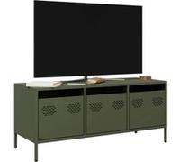 Meuble TV vert olive 101,5x39x43,5 cm acier laminé à froid, support TV, buffet TV, armoire hifi, banc TV, armoire en 851230