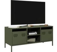 vidaXL Meuble TV vert olive 101,5x39x43,5 cm acier laminé à froid, support TV, buffet TV, armoire hifi, banc TV, armoire en 851302 Vert G