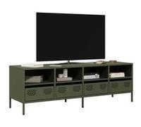vidaXL Meuble TV vert olive 135x39x43,5 cm acier laminé à froid, support TV, buffet TV, armoire hifi, banc TV, armoire en 851332 Vert G