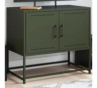 vidaXL Meuble TV vert olive 68,5x39x60,5 cm acier, support TV, buffet TV, meuble multimédia, banc TV, armoire hifi, centre 846474 Vert G