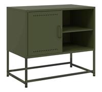 vidaXL Meuble TV Vert Olive 68x39x60,5 cm Acier, Support TV, Buffet TV, Meuble multimédia, Banc TV, Armoire HiFi, Centre de Divertissement, Console TV