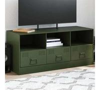 vidaXL Meuble TV vert olive 99x39x44 cm acier 841737 Vert G
