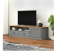 vidaXL Meuble TV Vigo Gris 156x40x40 cm Bois Massif de pin, Support TV, Meuble multimédia, Centre de Divertissement, Buffet TV, Meuble HiFi