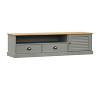 vidaXL Meuble TV Vigo Gris 156x40x40 cm Bois Massif de pin, Support TV, Meuble multimédia, Centre de Divertissement, Buffet TV, Meuble HiFi