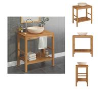 vidaXL : Meuble vasque en bois massif teck avec vasque en marbre crème - Meubles de salle de bain
