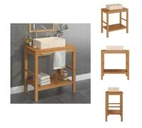 vidaXL : Meuble vasque en bois massif teck avec vasque en marbre crème - Meubles de salle de bain