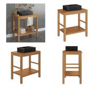 vidaXL : Meuble vasque en bois massif teck avec vasque en marbre noir - Meuble sous vasque - Meubles sous vasque - Armoire de salle de bain - Armoires de salle de bain