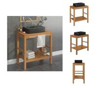 vidaXL : Meuble vasque en bois massif teck avec vasque en marbre noir - Meubles de salle de bain