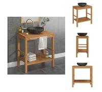 vidaXL : Meuble vasque en bois massif teck avec vasque en marbre noir - Meubles de salle de bain