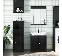 vidaXL Meubles de salle de bain 3 pcs BERG noir bois de pin massif Noir G