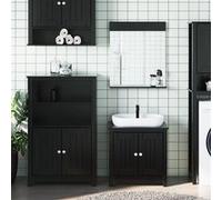 vidaXL Meubles de salle de bain 3 pcs BERG noir bois de pin massif Noir G