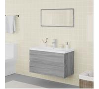 vidaXL Meubles de Salle de Bain Meuble sous Évier Miroir Armoire de Lavabo Armoire de Rangement Intérieur Sonoma Gris Bois 3120349