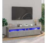 vidaXL Meubles TV - 2 pcs - Avec LED - Gris béton