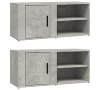 vidaXL Meubles TV 2 pcs Gris béton 80x31,5x36 cm Bois d'ingénierie, Support TV, Armoire média, Armoire latérale, Meuble média, Armoire HiFi, Buffet