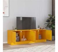 vidaXL Meubles TV 2 pcs Jaune Moutarde 67x39x44 cm Acier, Banc TV, Meuble télé, Meuble multimédia, Buffet TV, Meuble HiFi, Centre de Divertissement