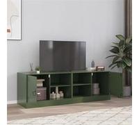 vidaXL Meubles TV 2 pcs vert olive 67x39x44 cm acier, banc TV, meuble télé, meuble multimédia, buffet TV, meuble hifi, 841700 Vert G