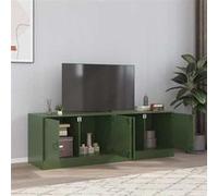 Meubles TV 2 pcs vert olive 67x39x44 cm acier, banc TV, meuble télé, meuble multimédia, buffet TV, meuble hifi, 841640