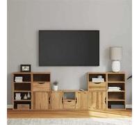 vidaXL Meubles TV 5 pcs avec rangement ODDA bois de pin massif, meuble TV, banc TV, meuble hifi, support TV, buffet TV, 3365378 Marron G