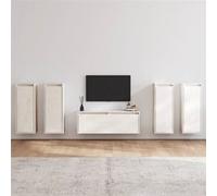 vidaXL Meubles TV 5 pcs Blanc Bois massif de pin