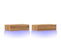vidaXL Meubles TV avec éclairages LED 2 pcs chêne Artisanal, Banc TV, Meuble HiFi, Centre de Divertissement, Buffet TV, Meuble multimédia, Console TV