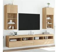 vidaXL Meuble TV 837048 avec lumières LED 2 pcs Chêne Sonoma 40,5x30x90 cm