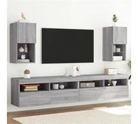 vidaXL Meubles TV avec Lumières LED 2 pcs, Armoires de Télévision Murales, Meubles Télé Suspendus, Moderne, Sonoma Gris Bois 836998