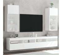 vidaXL Meubles TV avec lumières LED 2 pcs blanc 40,5x30x90 cm 837044