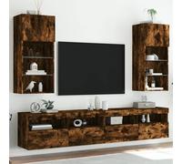 Vidaxl Meubles Tv Avec Lumières Led 2 Pcs Chêne Fumé 40,5x30x90 Cm Multicolore