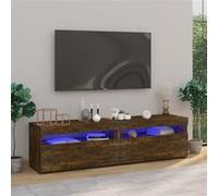 vidaXL Meubles TV avec lumières LED 2 pcs Chêne fumé 75x35x40 cm815124 Brun G