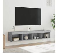 vidaXL Meuble TV 837148 avec lumières LED 2 pcs Gris béton 80x30x30 cm