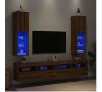 vidaXL Meuble TV 857679 avec lumières LED 2 pièces chêne artisanal 30,5x30x102 cm Multicolore